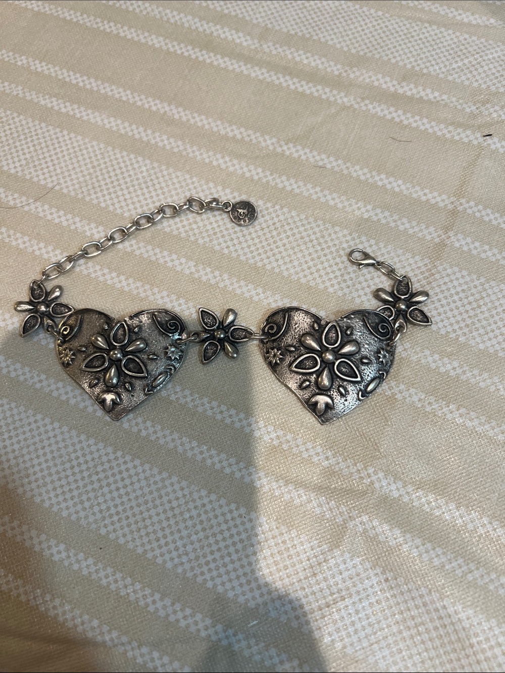 Silver-Tone Heart Floral Bracelet - Women Jewelry